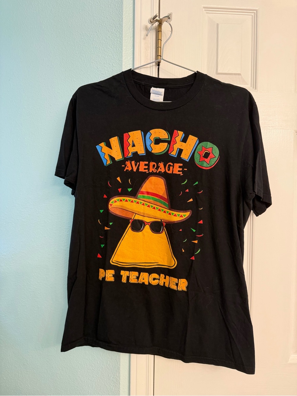 Black 'Nacho Average PE Teacher' Graphic Tee